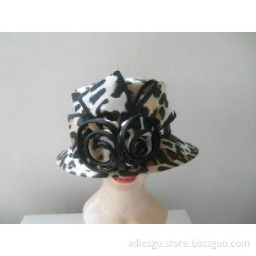 Leopard Ladies Dressy Church Hats Fashion , Fabric Covered